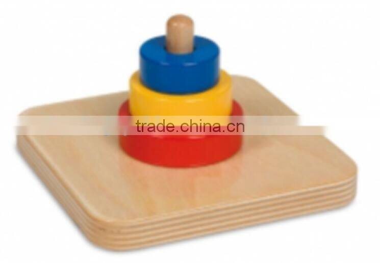 Montessori materyalleri educational toy three discs on a vertical dowel