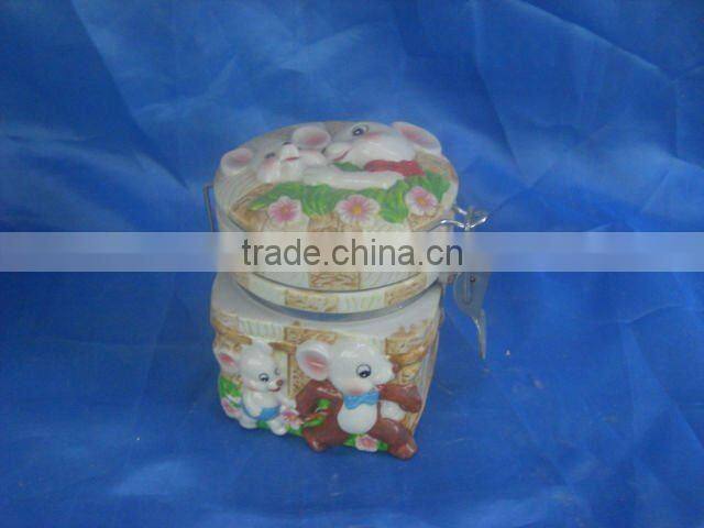 ceramic seal jar with embossed