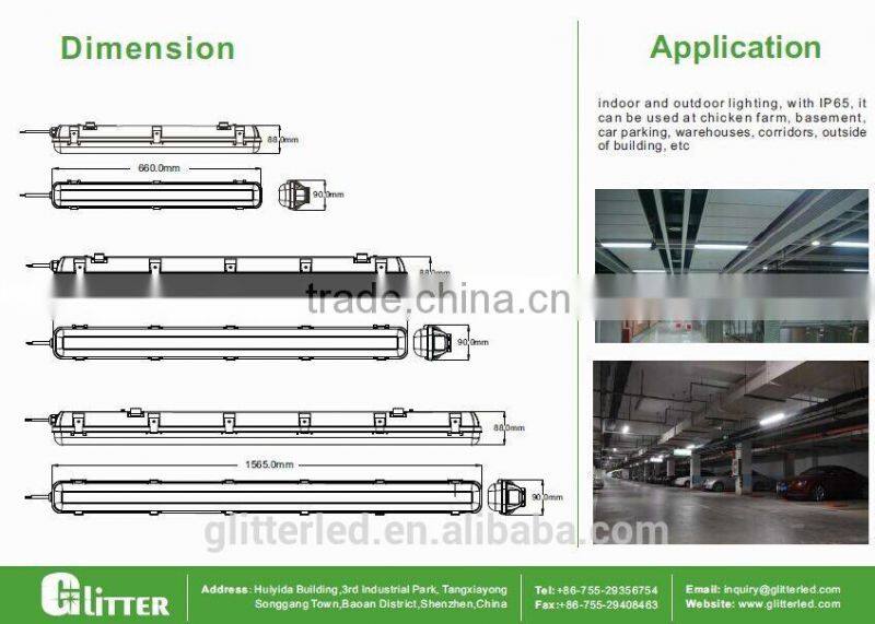 Outdoor Project LED lamp industrial IP65 LED Tri proof light fixtures,CE,ROHS
