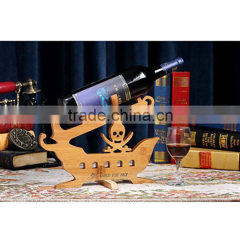 Bamboo Wine Rack Wine Holder Single Bottle Holder Pirate Ship