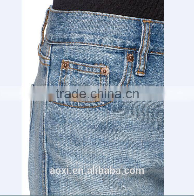 2014 Sexy women high waist wholesale price alibaba China supplier cheap blue distressed 100% cotton denim jean pants factory