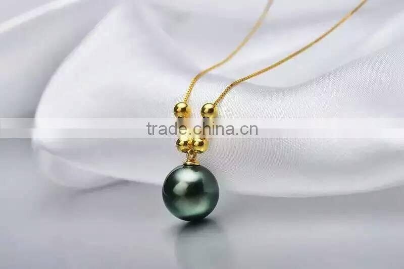 Valentines Gift 9-10mm Black Tahitian Pearl Pendant 2016 Modern 18k gold Pendant