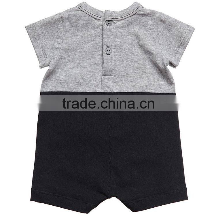 two tone stylish baby romper with cute animal printed