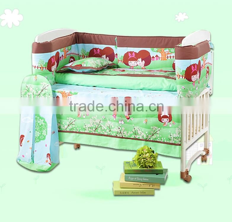 100% cotton cartoon Baby 4 pieces sets bedding around Bumper with Removable washing