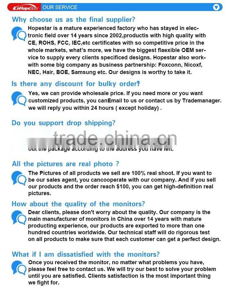 Metal casing 24 inch desktop computer monitor price with 12v