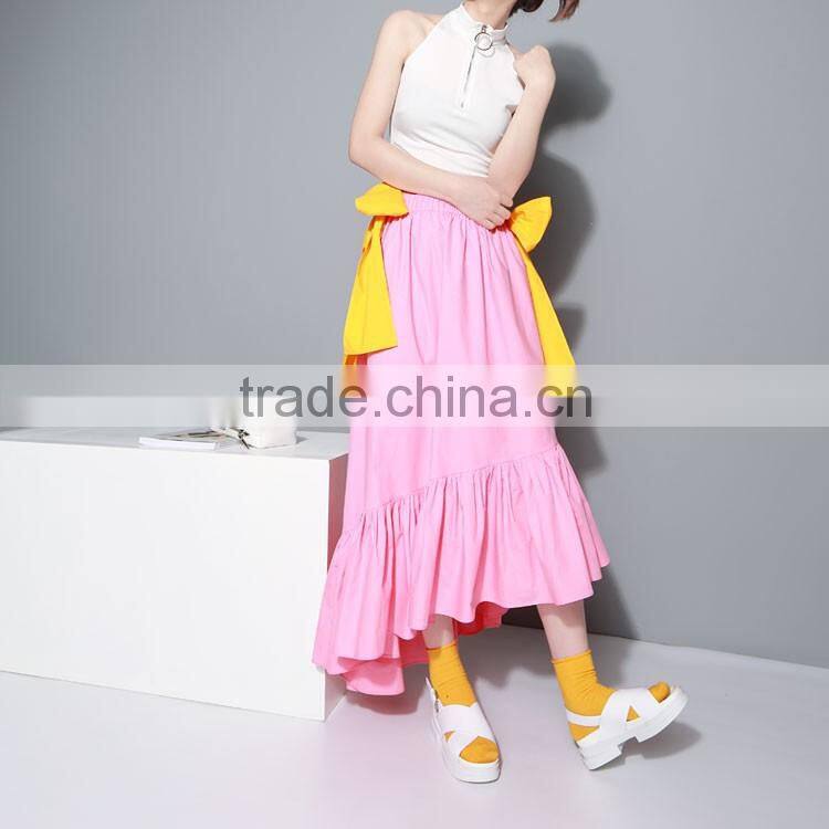 2016 New Multi-wear Big Bow Slash Neck Flouncing Ruffles Hem Strapless Off Shoulder Dress Women Summer