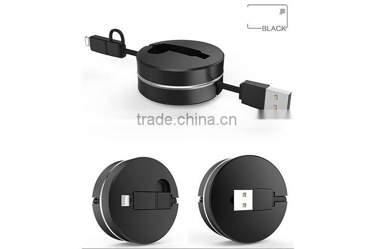 Convenient multi-color fashionable 2 in 1 usb great quality stretching data cable