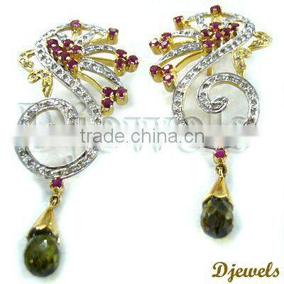 Ruby Earrings, Diamond Gold Earrings, Ruby Jewelry