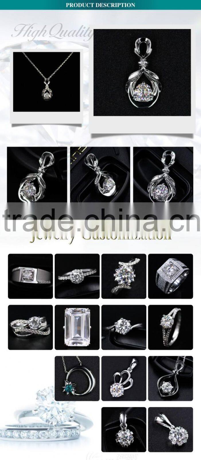 Foreverone DEF white moissanite Diamond Pendent 18K white/yellow gold for Necklace