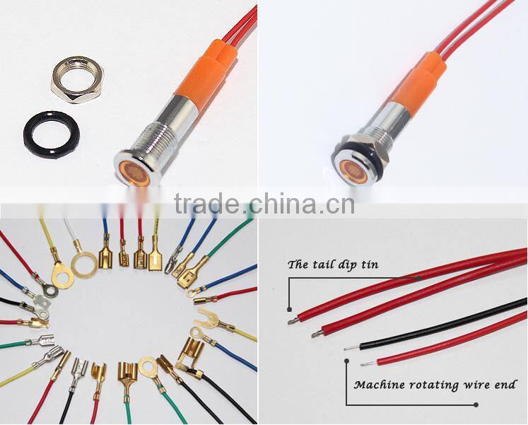 12v mini led round flat white 6mm indicator light with wire