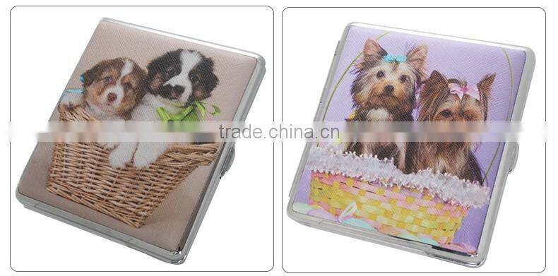 Linen Leather decorative pattern metal cigarette case/holder/box Pet design WB-21