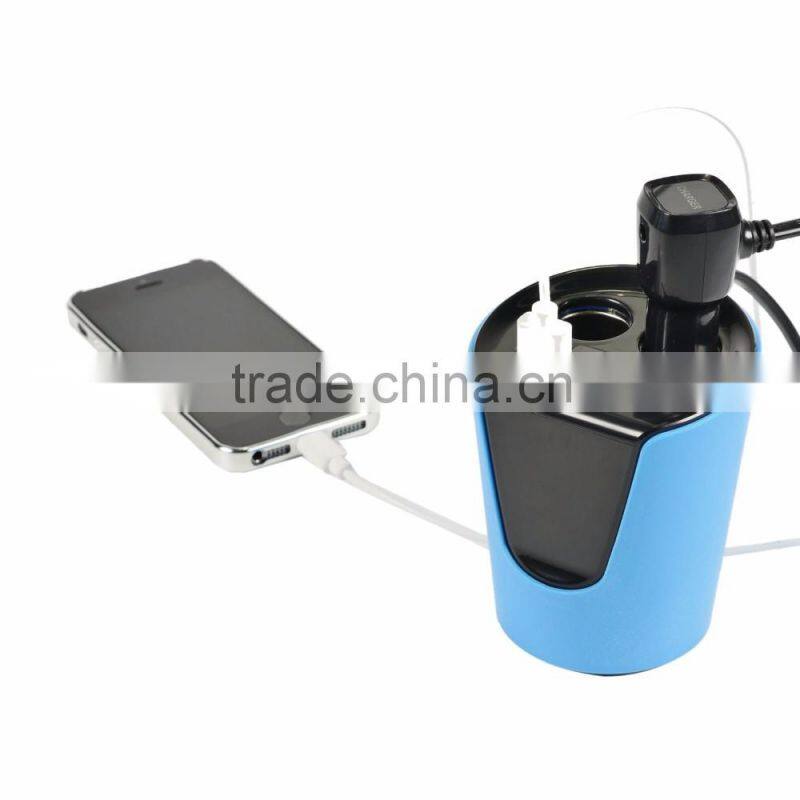 2 USB ports and 2 cigarete socket car power adapter