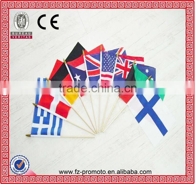 cheap custom printed polyester hand flag waving flag