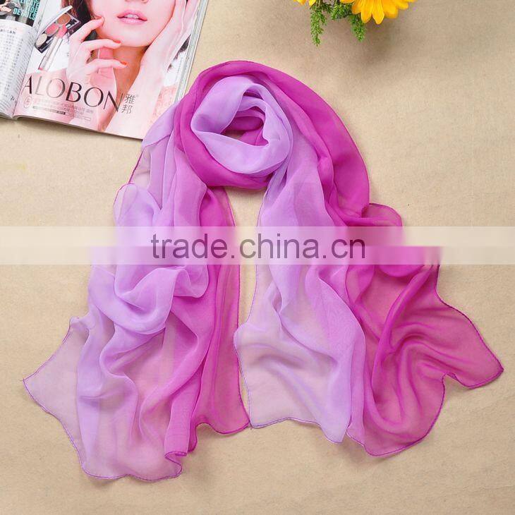 2014 Fashion Women Girls Gradient Wrap Lady Shawl Stole Silk Chiffon Scarf Wholesale