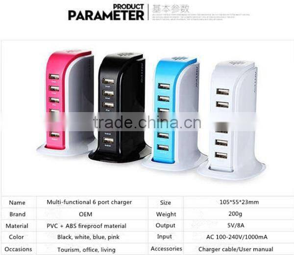 Hot Selling Outdoor 6 Ports USB Wall Charger Socket With High Quality