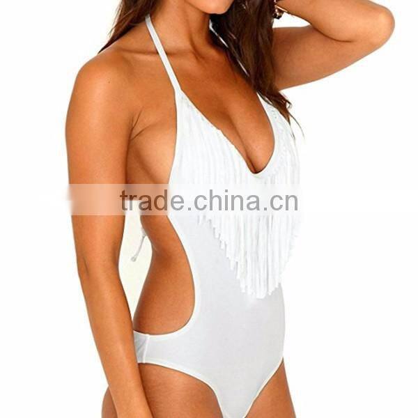 summer one -piece bathing suits with romantic tassels