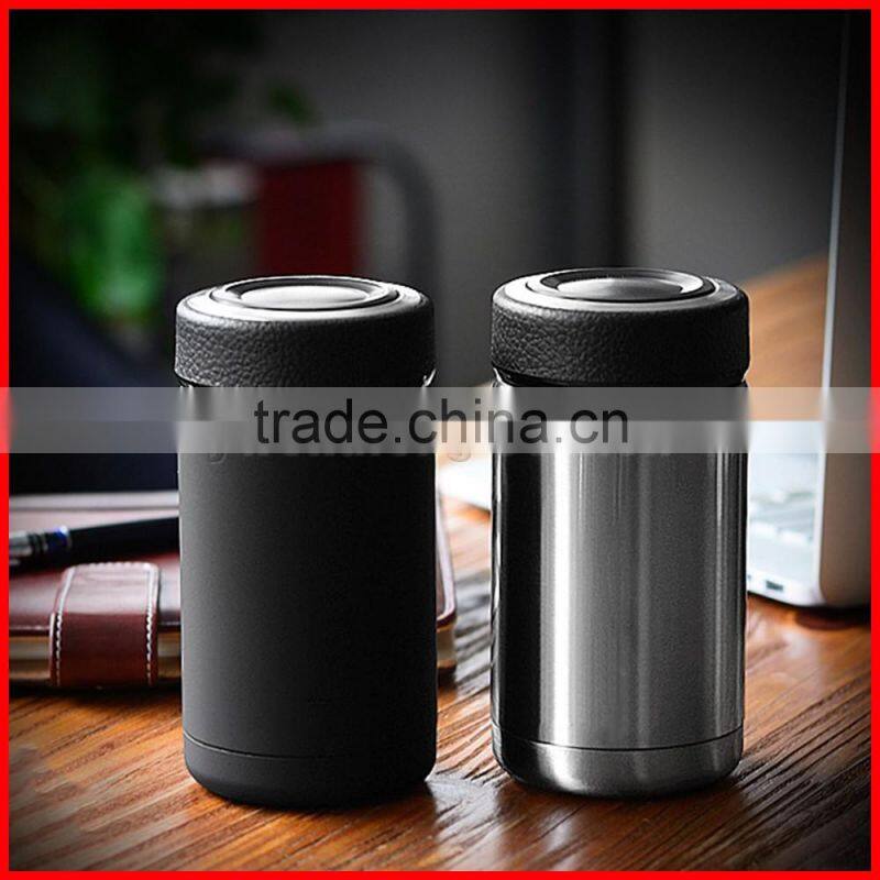 New design 304 double layers stainless steel Dermatoglyph lid Rubber paint body office gift vacuum thermal insulation cups