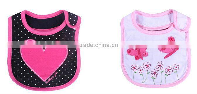 2014 latest and cute design styles embroidery baby bibs