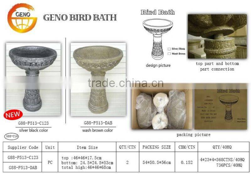 cement outdoor handmade garden bird bath hot sale