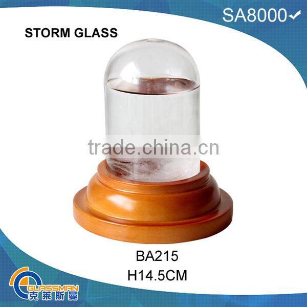 BA0913 FITZROY STORM GLASS WITH WOOD BASE