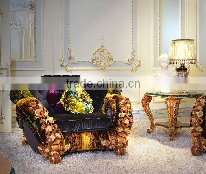 Fabulous French New Design Rococo Rose Vivid Wooden Carving Living Room Furniture Sofa Set