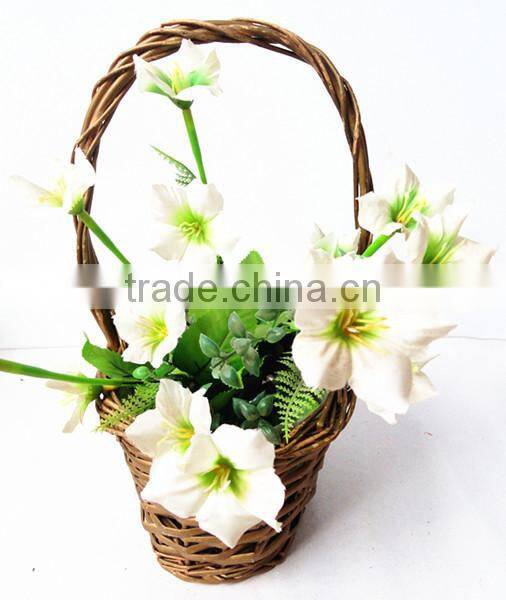 handmade white wicker flower basket wedding flower basket with plastic liner