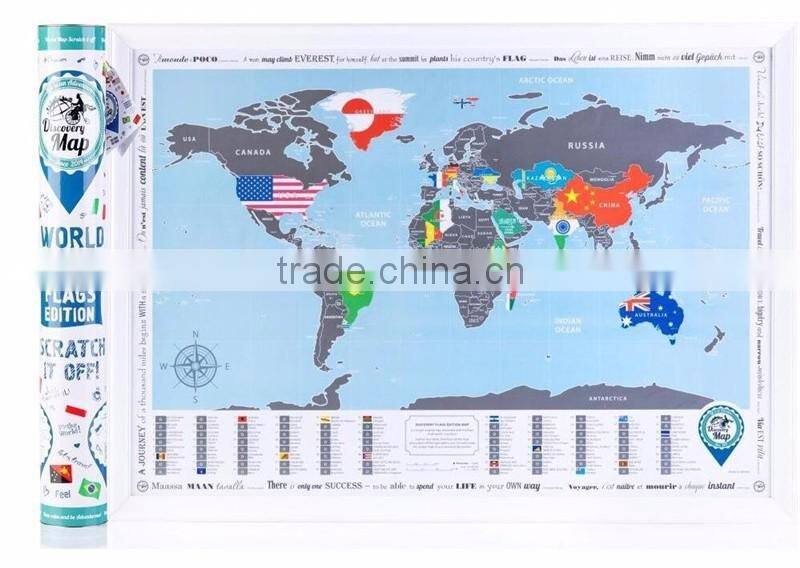 New World Map with Scratch off Flags Edition Tube Packaging Scratch travel world map