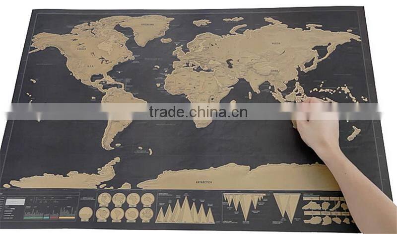CT-750 Travel World Map Hard Paper Travel map Small black mini map Black Luxury
