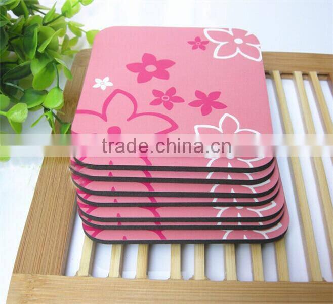 #14070507 pink color with flower print eva placemat, eva coaster
