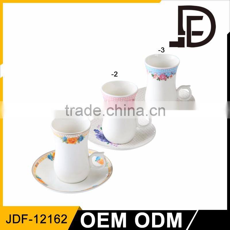 Drinkware wholesale alibaba arabic 12 pcs ceramic coffee cup and saucer, modern turkish coffee cups