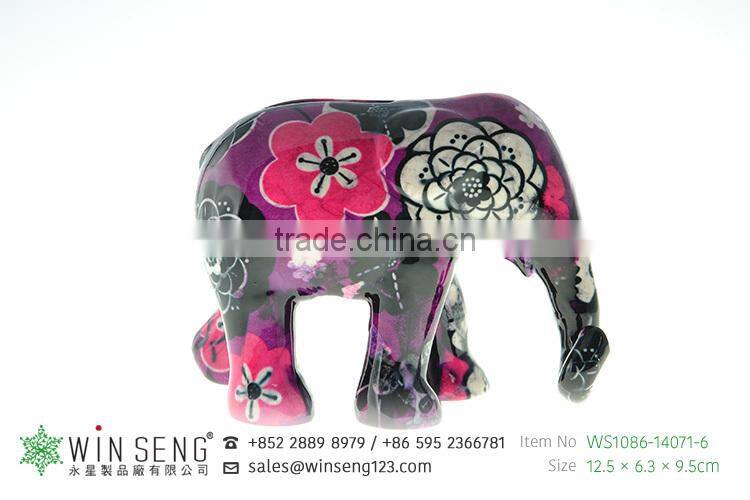 wholesale hand painted OEM art decor cute novelty ceramic elephant money bank