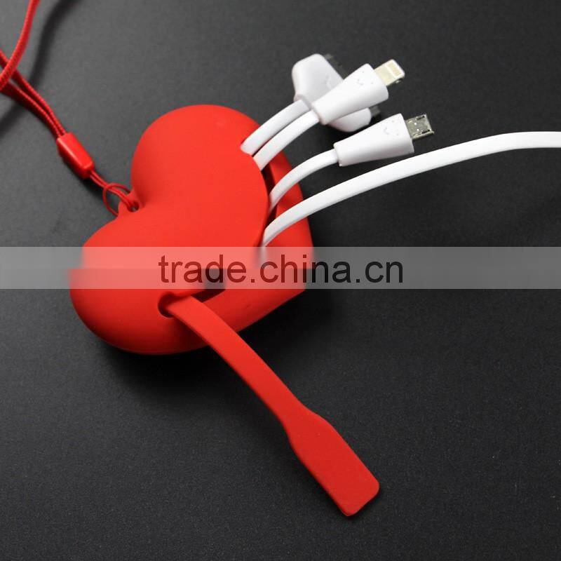 Heart 3-IN-1 Premium Quality USB Adapter Charging Cable for Iphone 6 Plus, 6, 5s