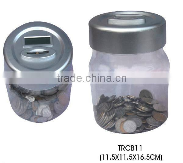 Logo printed digital plastic coin bank with sum memory IC