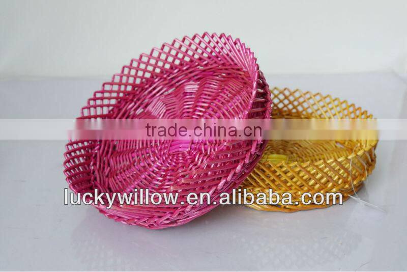 round wicker tray basket for food and vegetables