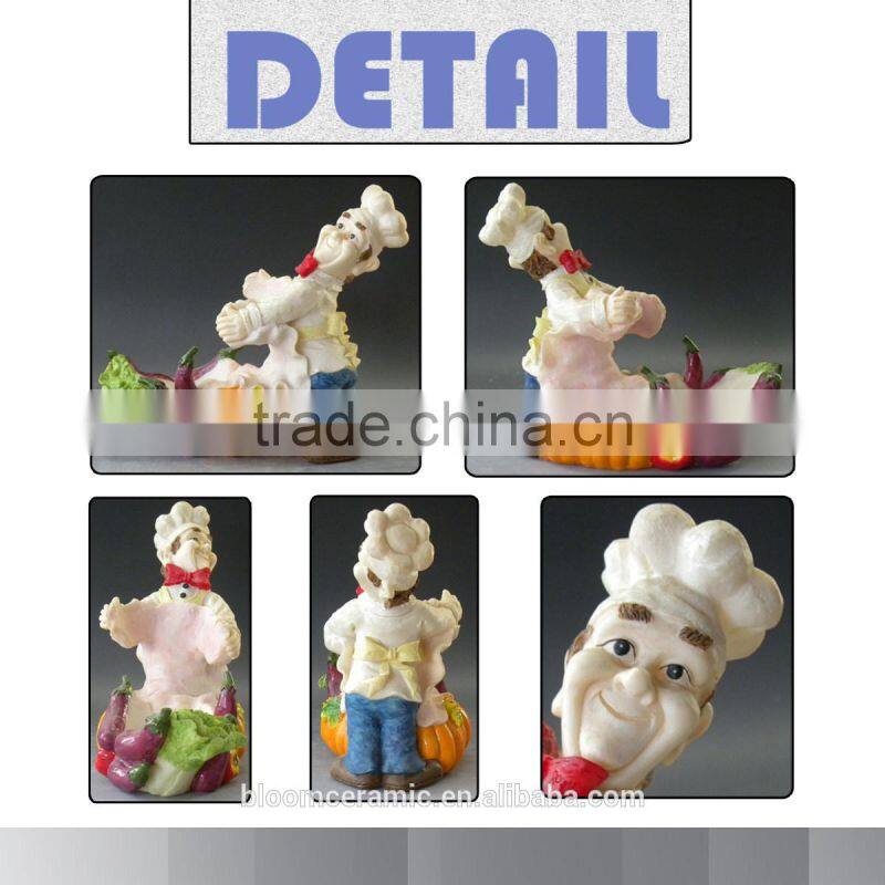 Resin chef figurines wine bottle holder for tableware