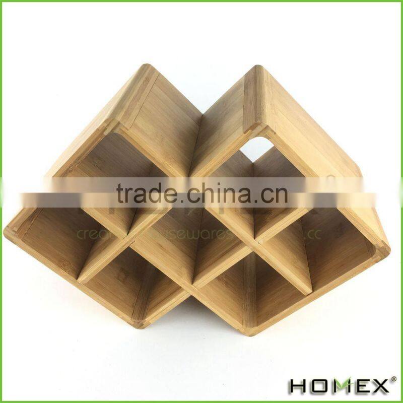 New design funny wine bottle holder in bamboo Homex-BSCI