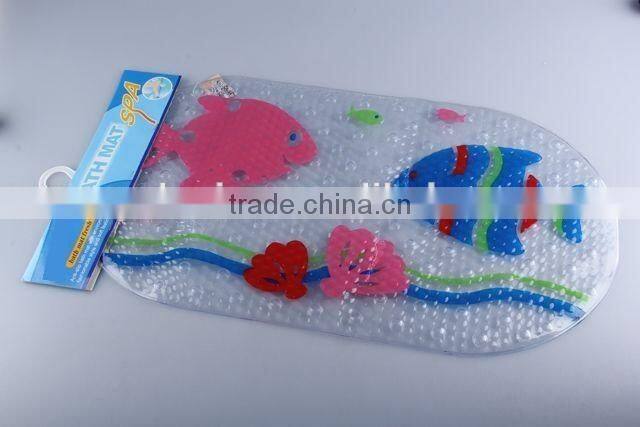 Oval Transparent pvc printed anti slip bath mat