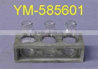 Garden product glass candle holder,Wooden Candle Holder