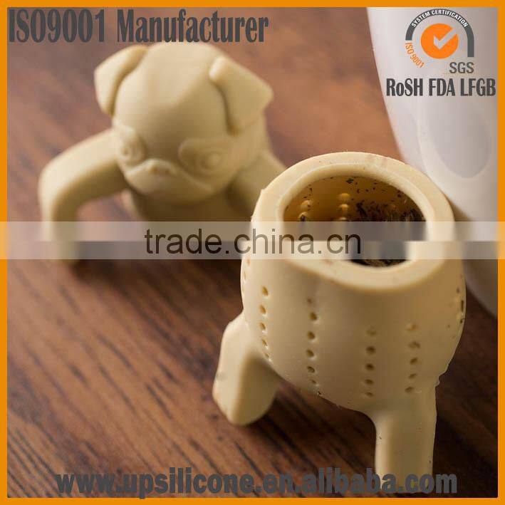 food grade BPA free cute dog/pet/ animal silicone tea infuser , pug shape tea infuser