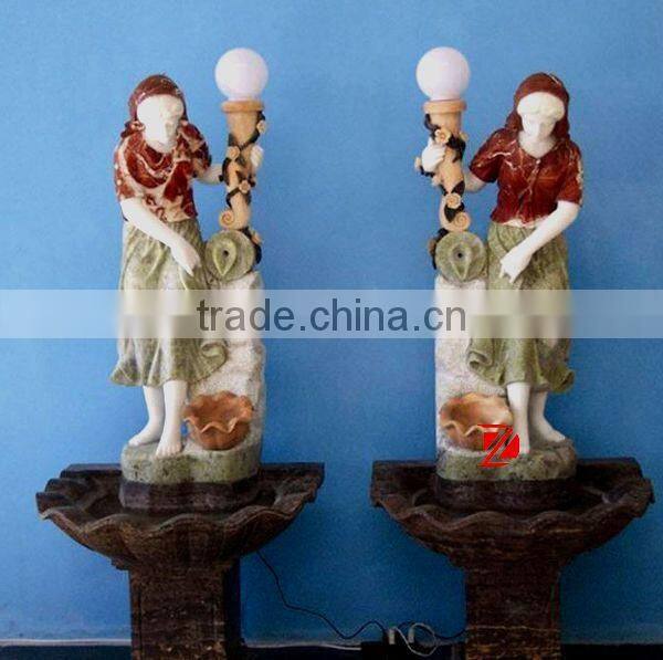 indoor decorative figure fountain with lamp