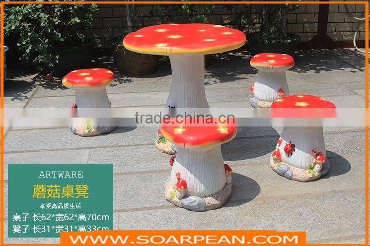 Garden/Kindergarten Furniture Set Fiberglass Mushroom Table Chairs