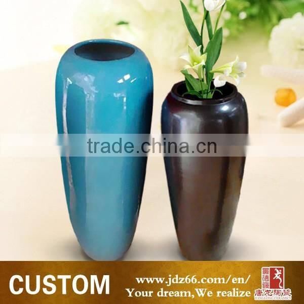 Customized unique design ceramic blue vase