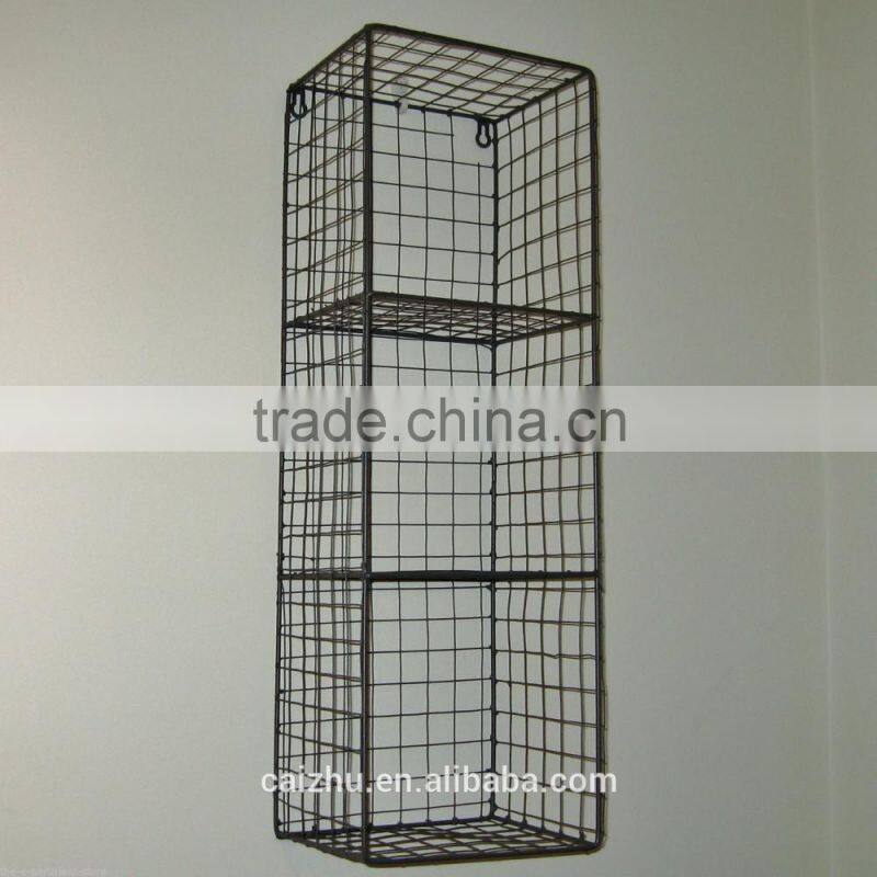 Industrial Retro Style Metal Wire Locker Room Wall Shelf Storage Unit Rack Cage