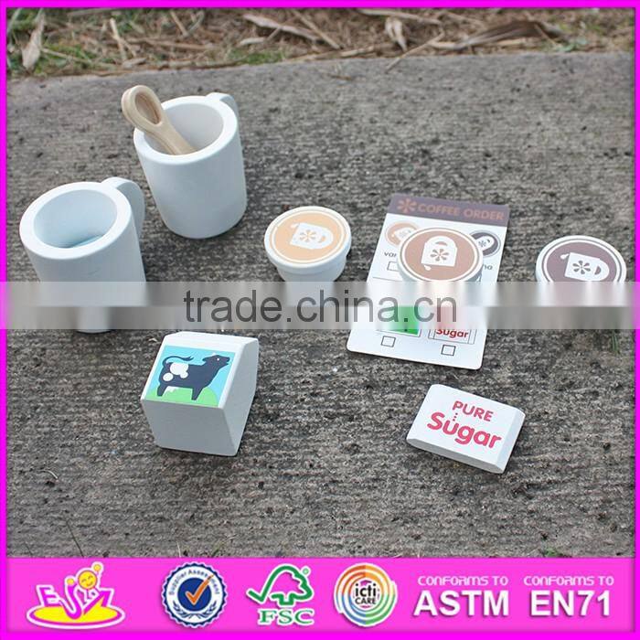 2016 new design simulation home play mini wooden kids coffee maker W10D147