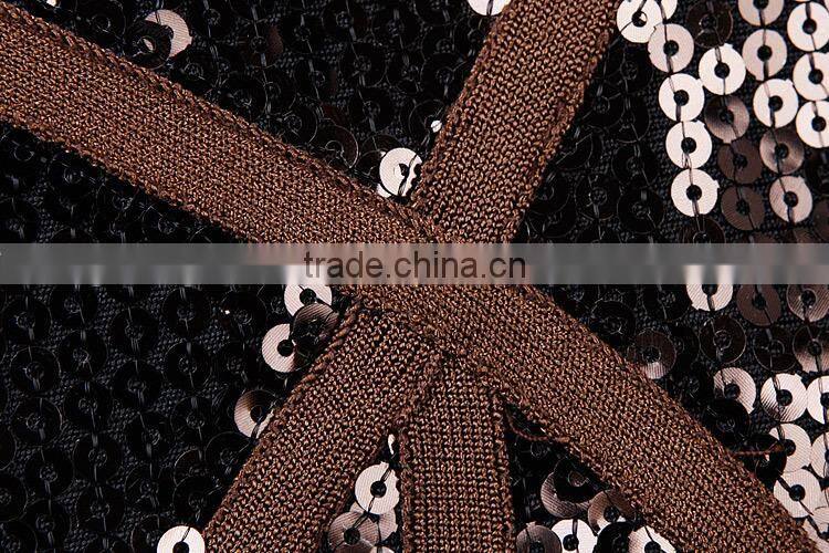 2015 High quality Round neck Long sleeve Knee length Celebrated dress with Mesh