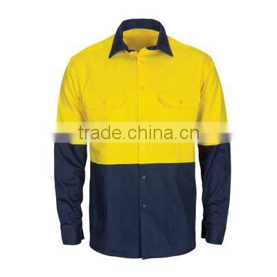 ZX OEM ODM high visibility 100%cotton shirtsafety shirts100% cotton blue hi vis shirt for offshore