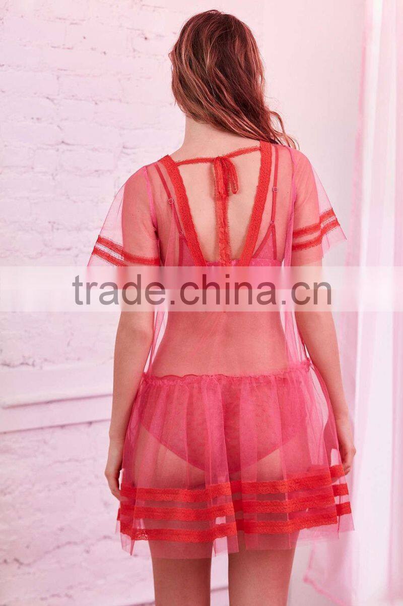 The Party Sheer Mesh Slip With V-Neck Open Back Girls Sexy Night Dress Nighty For Honeymoon Names Of Ladies Dresses HSD5907