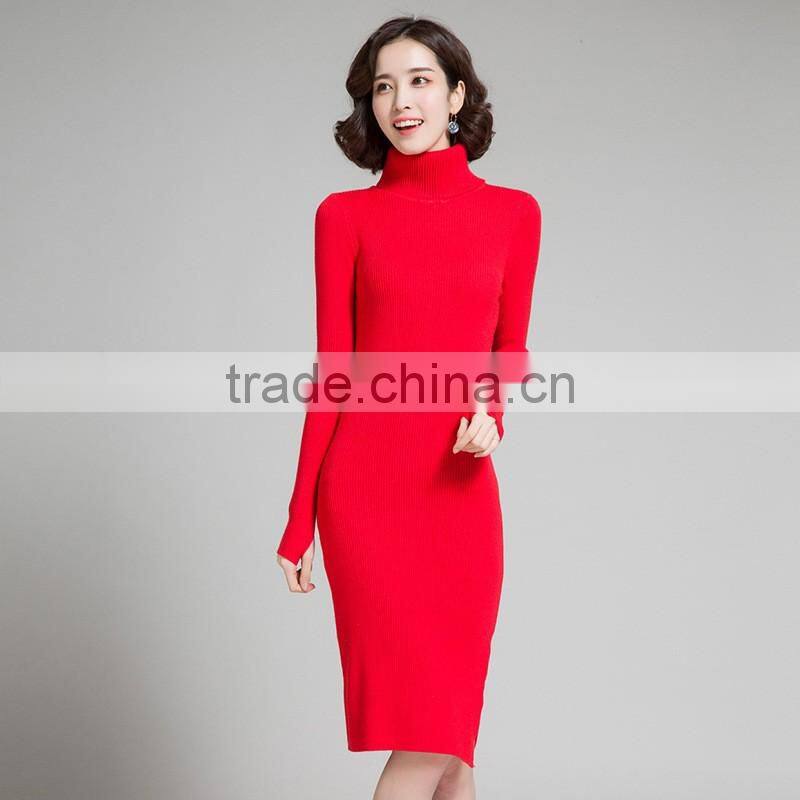 clothing factory 2016 winter latest pullover long knitted dress sweater designs for women