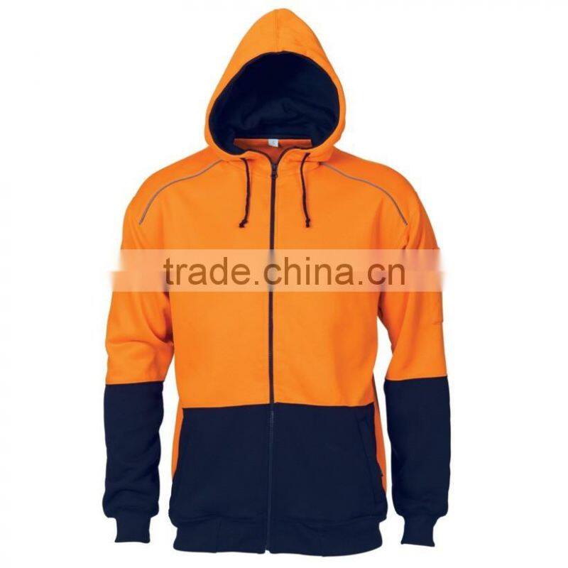 Orange/Navy safety jacket Full Zip Polar Fleece Hi vis Hoodies