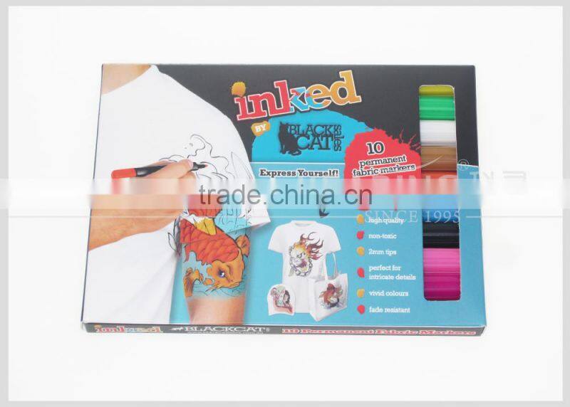 Permanent T shirt marker in kearing brand printing on marker and customized printing on package 10pcs per set #FM110